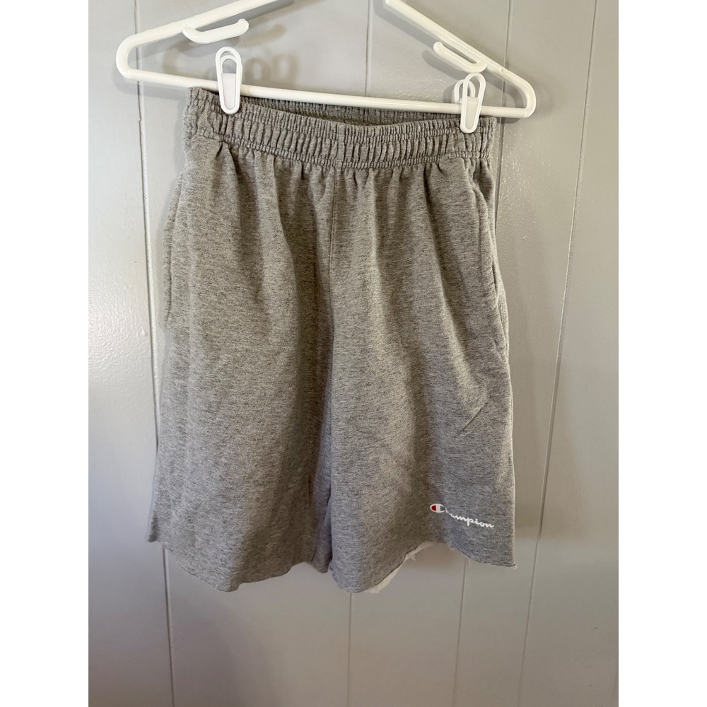 Champion Sweat Shorts Mens S Gray Elastic Waist Fleece Pockets Logo 4917
